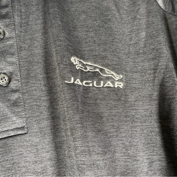 Jaguar Polo Golf Shirt Grey Embroidered Logo 3 Button Size M Lightweight - Picture 4 of 9